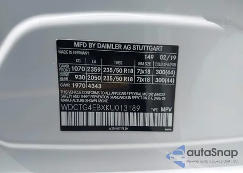 2019 Mercedes-Benz Gla 250 z USA, uszkodzony, nr VIN WDCTG4EBXKU013189